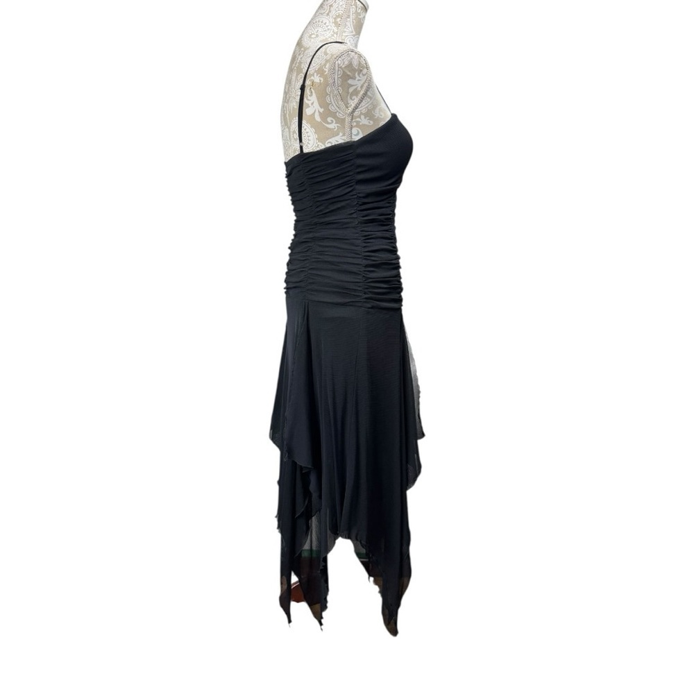 Vintage Y2K Caché Size 8 Black Ruched Handkerchief Hem Midi Dress Whimsigoth - Picture 2 of 6